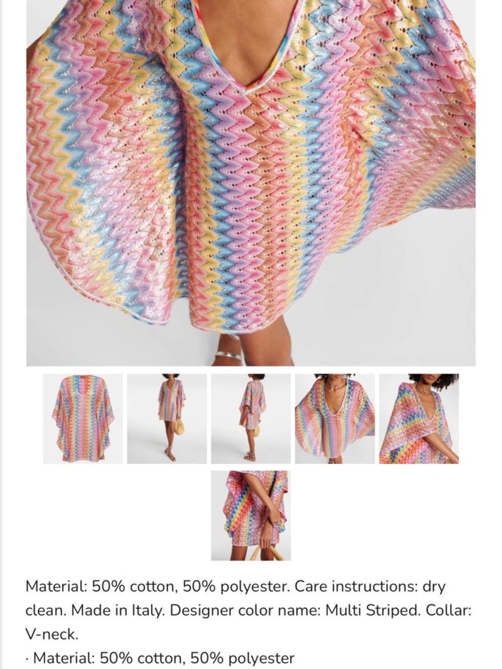 Missoni zig zag lame beach cover up kaftan dress - Picture 9 of 9
